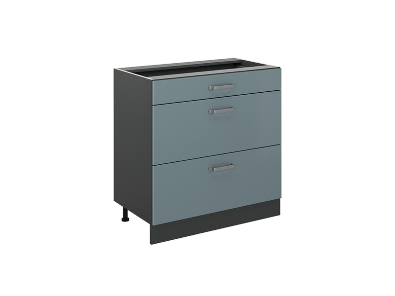  Vicco meuble cuisine, bleu-grisanthracite, 80cm avec 3 tiroirs sans plan de travail  - Conforama A