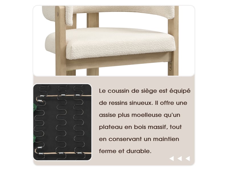  Chaise de salle à manger 60x51x80 cm - lot de 6 - bouclette - confort quotidien - design moderne - pour salle à manger - assise rembourrée - noir CozyNest - Conforama E