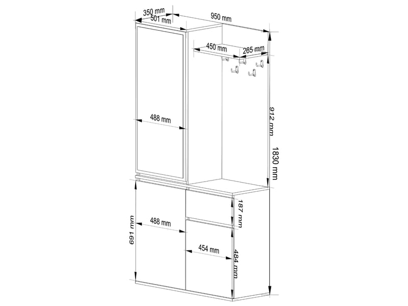  Meuble d entree entro cachemire 95 cm avec miroir et meuble a chaussures Ensemble d'entrée ENTRO - Conforama C