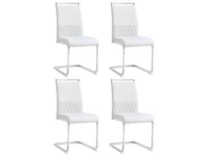 Chaise salle à manger moderne lot de 4, modèle stripe blanc, pu cuir, dossier haut rembourré