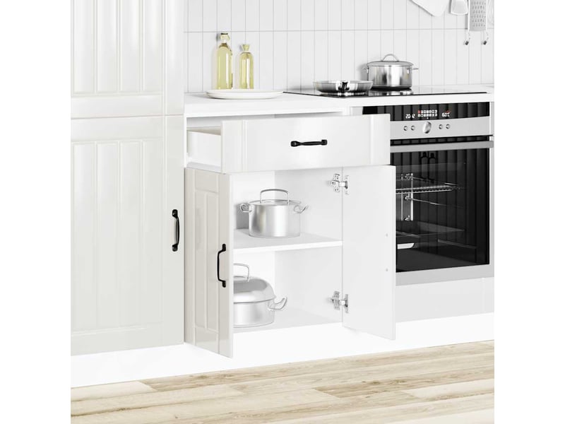 Meuble de rangement, armoire de cuisine lucca blanc brillant bois ingénierie shl1136 - Conforama C