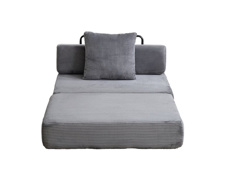  Canapé de sol convertible 92,5x92,5x60 cm velours côtelé gris foncé  - Conforama A