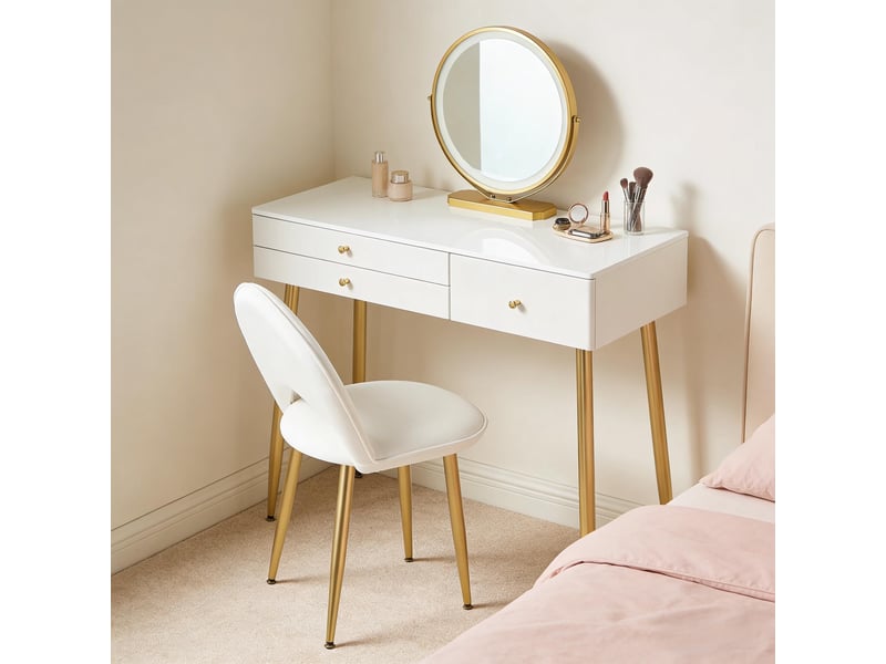  Table de travail avec 3 tiroirs, bureau d'ordinateur, coiffeuse (uniquement avec table de maquillage et chaise) 1005006011560883-1 - Conforama B