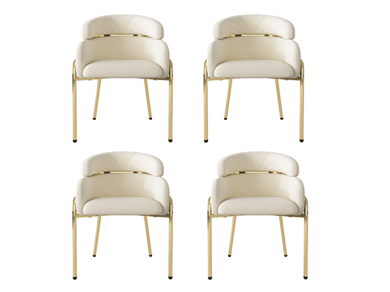  Lot de chaises 4 chaises velours beige chaise repas 4 velours coloris beige quatre pieds pieds en métal  - Conforama D