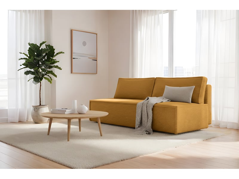  Canapé luna avec fonction couchage, couleur moutarde  - Conforama B