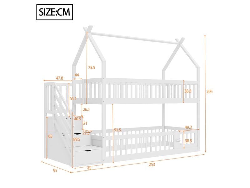  Lit superposé 90x200cm coloris blanc pin lit enfant blanc - Conforama C