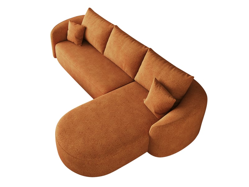  Canapé d'angle gauche 3 places sans montage à mousse haute élasticité en tissu chenille orange, 266 × 168 × 85 cm  - Conforama A