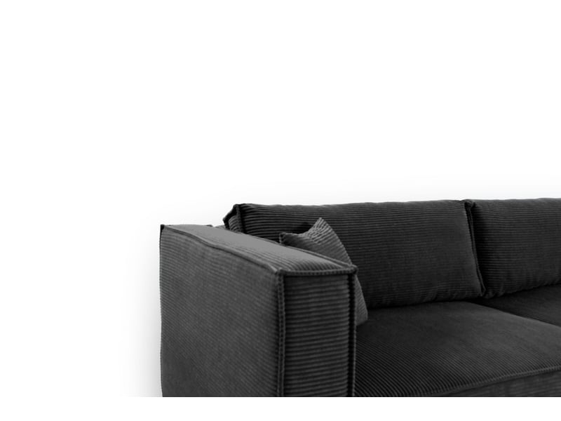  Canapé d'angle convertible en velours côtelé keymon noir  - Conforama C