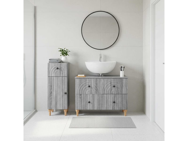 Ensemble de 2 meubles de salle de bain alkmaar sonoma gris cf63060 - Conforama B