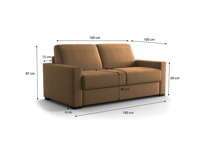  Canapé droit convertible 3 places en tissu chenille moka - ouverture express - anzio Anzio - Conforama C