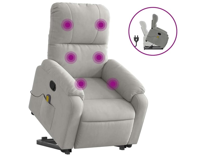  Fauteuil inclinable de massage, fauteuil relax gris clair tissu microfibre shl91948  - Conforama A
