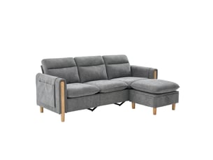 Canapé d'angle réversible fixe <strong>STILVORA</strong> <strong></strong> 3 places Tissu gris avec coffre de rangement