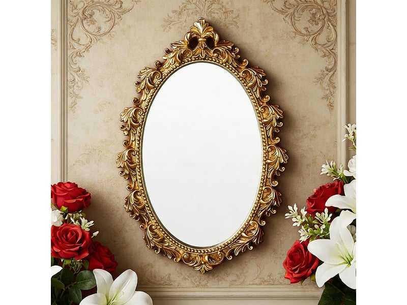  Miroir mural classique en résine – miroir en relief de style européen – décoration bohème pour salon ou bureau – 27 x 20 cm  - Conforama E