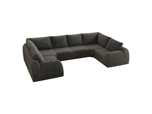 Canapé en u gris foncé 344 cm en mousse compressée sans structure rigide