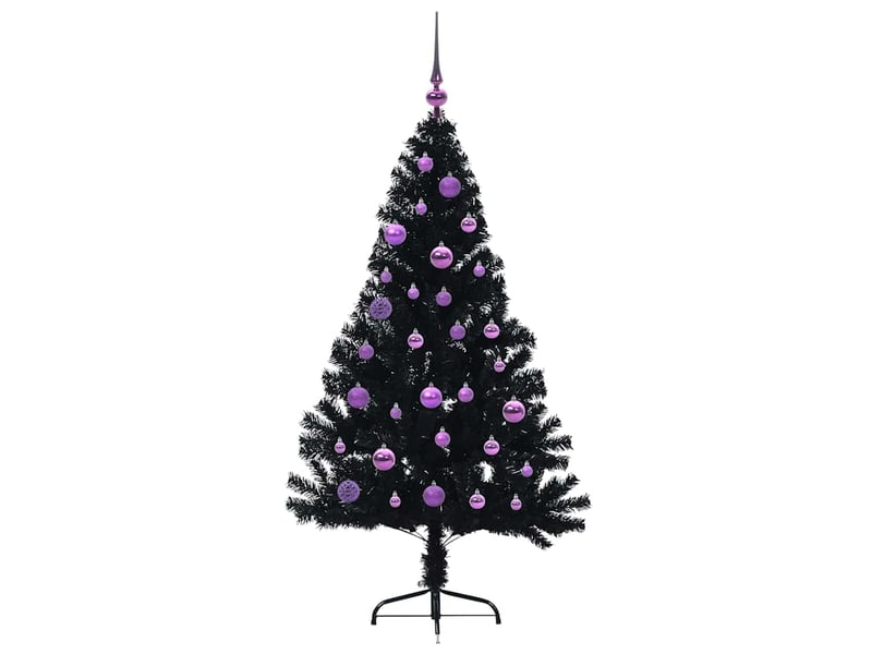 Sapin de noël - arbre de noël artificiel pré-éclairé noir 150 cm pvc - Conforama D