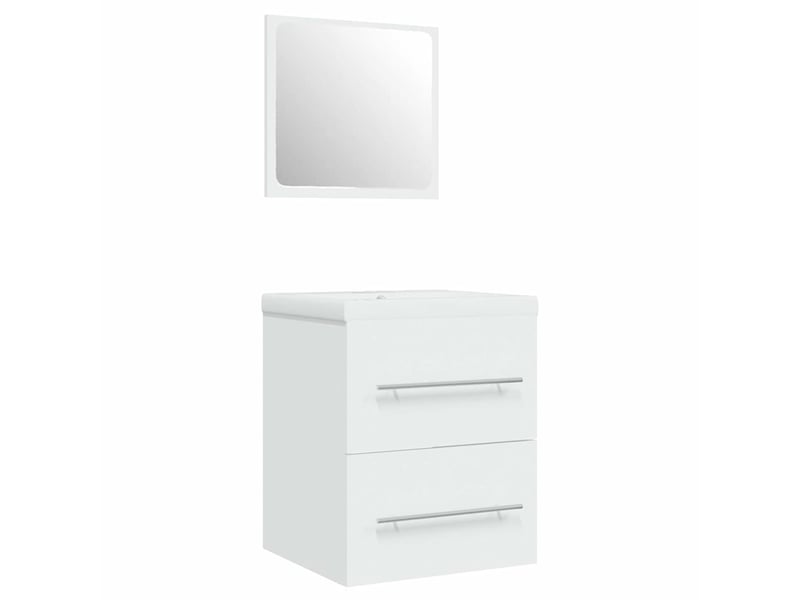 Meuble de lavabo avec bassin intégré blanc bois d'ingénierie - Conforama D