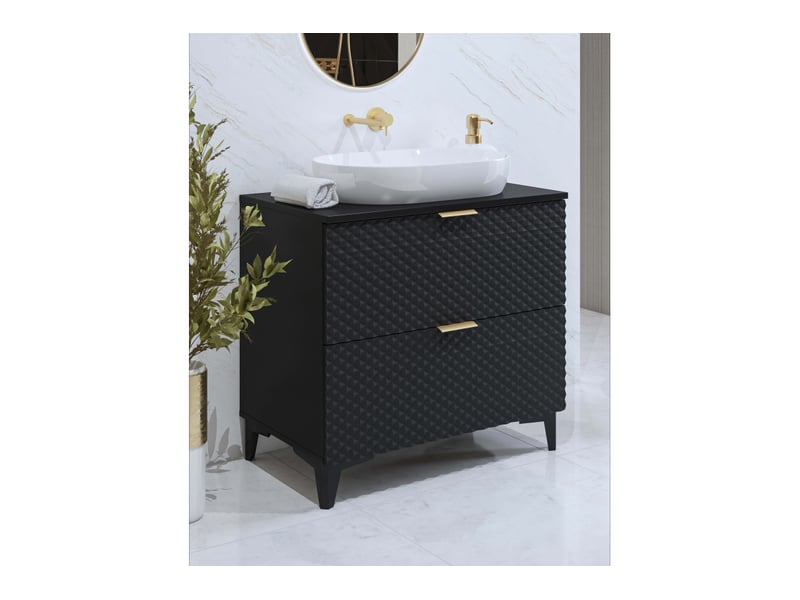  Meuble sous vasque elysia mural 2 tiroirs en panneaux mélaminés - noir ELYSIA - Conforama C