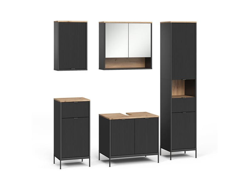  Vicco meubles bain, noirchêne viking, 5 pièces  - Conforama A