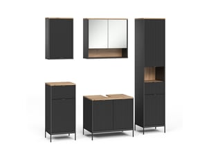 Vicco meubles bain, noirchêne viking, 5 pièces