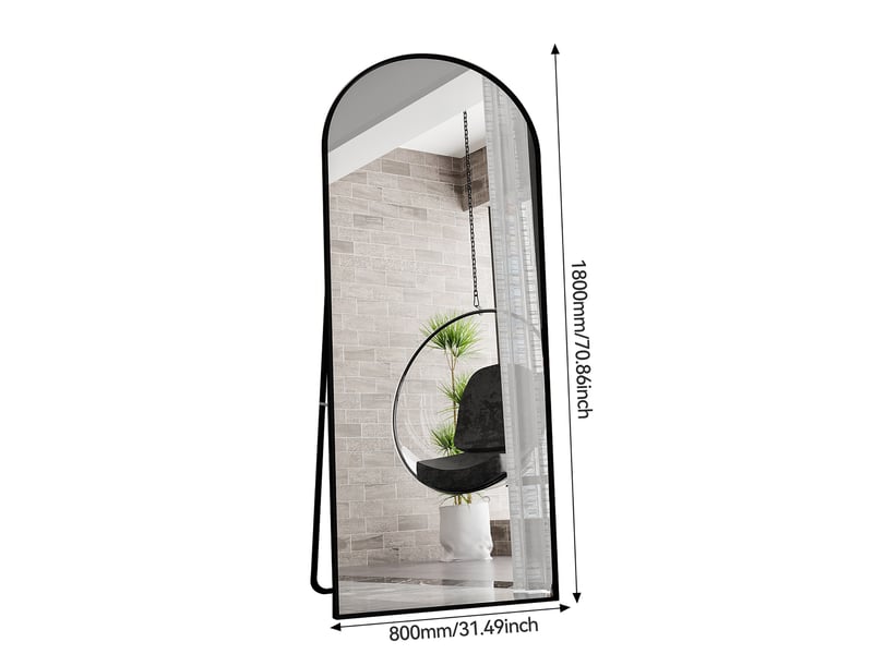  Grand miroir muralpied arche noir 180x80cm - cadre aluminium trempé - design élégant &amp; moderne  - Conforama E