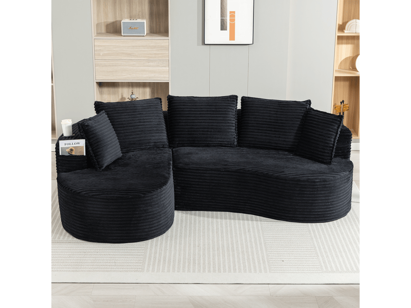 Canapé d'angle gauche fixe 3 places tissu noir canapé compressible - Conforama D