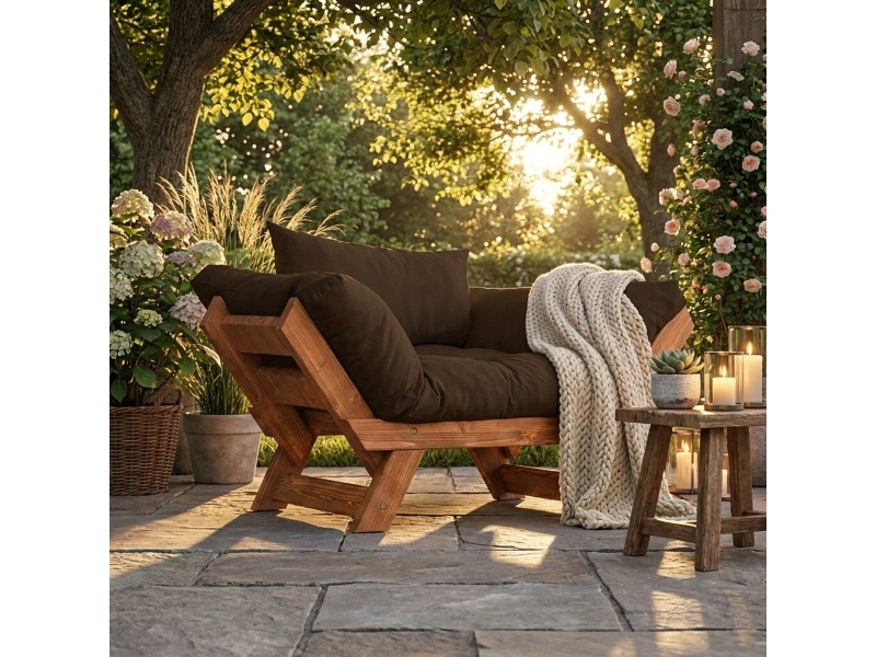  Canapé-lit elara en bois et lin imperméable - marron  - Conforama B