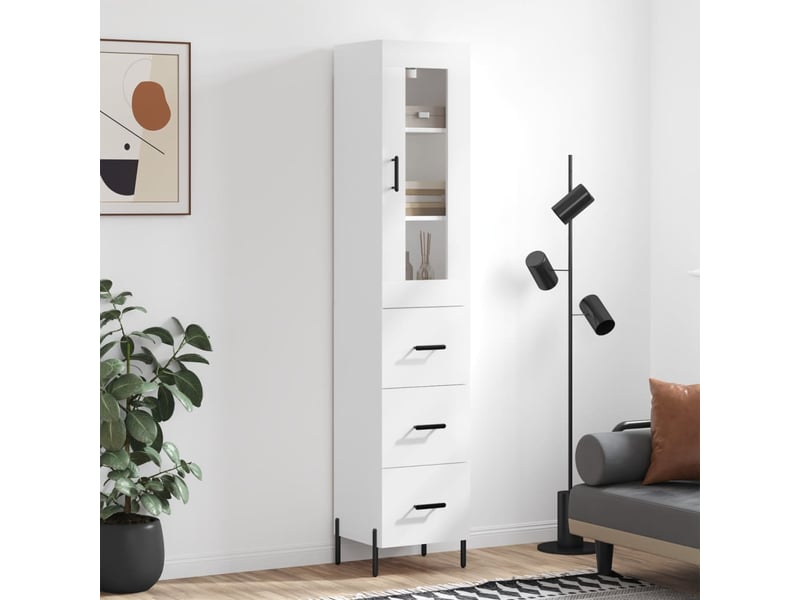  Buffet haut - bahut - meuble de rangement blanc 34,5x34x180 cm bois d'ingénierie  - Conforama B