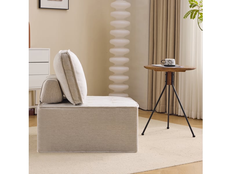  Canapé 1 place moderne 81x81x80 cm compact pour petits espaces gain de place confort ultra-doux lin beige  - Conforama E