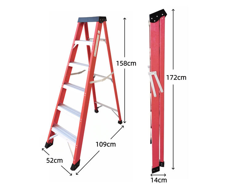  Escabeau en fibre de verre isolant, simple accès, charge maximale 150 kg, pour travaux électriques, chantier et construction  - Conforama C