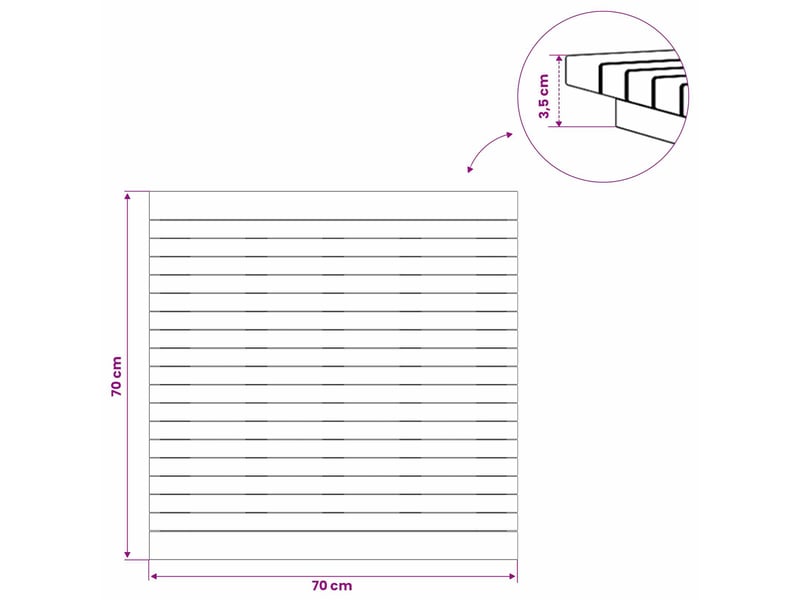  Vidaxl plateau de table 70 x 70 x 3,5 cm carré bois de teck massif  - Conforama C