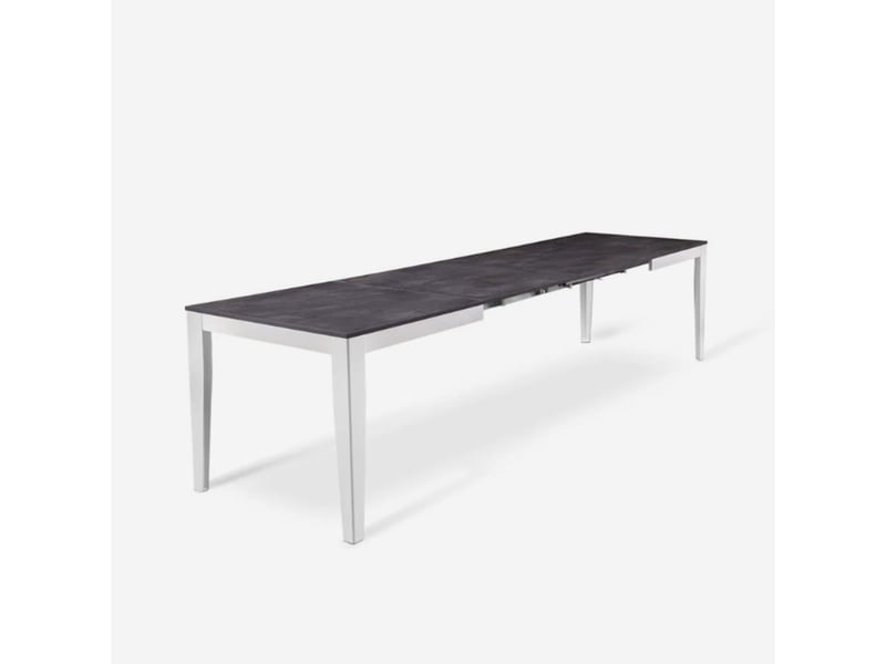  Table extensible en mélaminé avec piètement blanc 130290x80 moon - gris  - Conforama D