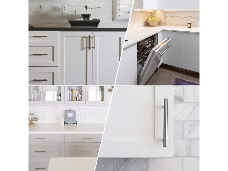  Lot de 10 poignées de porte et cuisine en acier inoxydable – entraxe 64 mm  - Conforama E