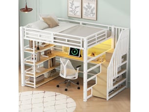 Lit mezzanine 140x200 cm <strong>SWEIKO</strong> <strong></strong> coloris blanc