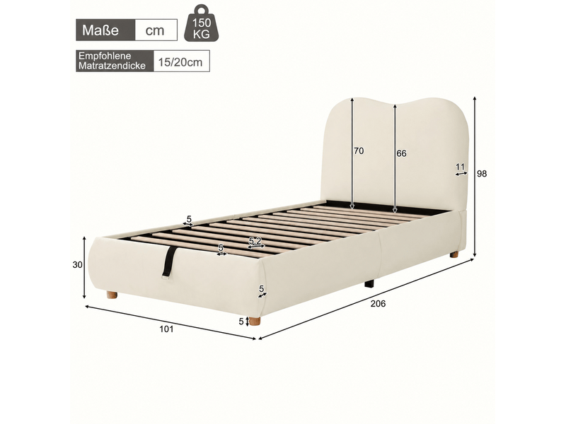  Lit coffre enfant 90 x 190 cm avec sommier evryae  - Conforama E