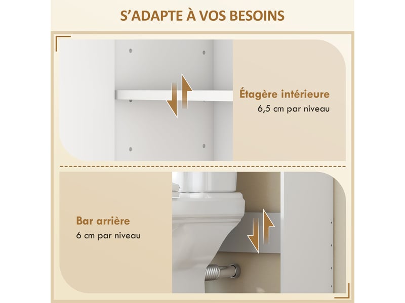  Meuble wc au-dessus des toilettes 3 niveaux blanc et chêne 64 x 20 x 170,5 cm  - Conforama E