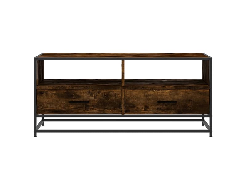  Table basse rectangulaire | table de salon chêne fumé 100x50x45 cm bois d'ingénierie et métal  - Conforama E