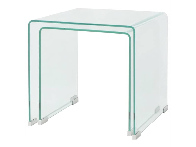  Ensemble de tables gigognes 2 pièces - table de salon - table à thé verre trempé transparent  - Conforama C