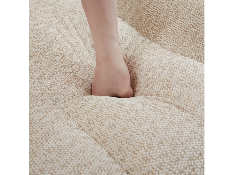  Canapé modulable en u 3 places beige blanc avec 2 ottomans, assise profonde en tissu bouclette pour le salon  - Conforama D