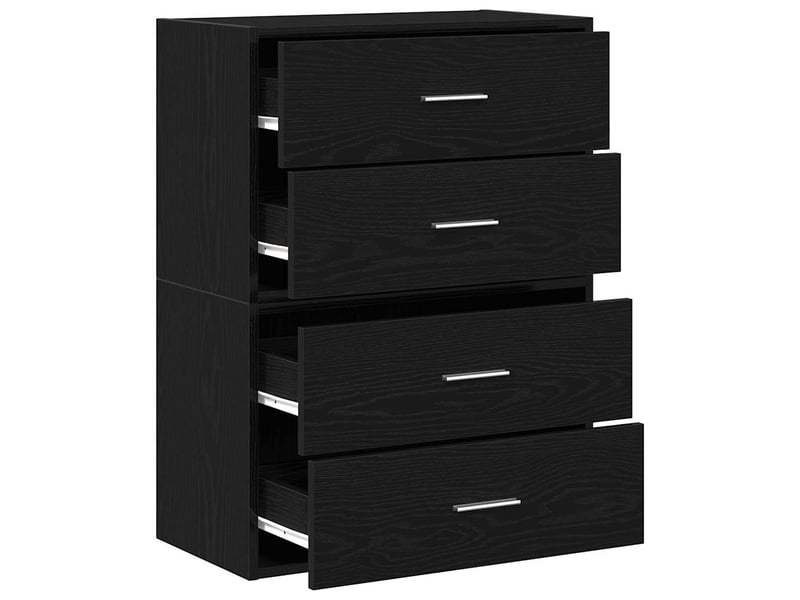  Lot de 2 armoire à tiroirs, commode avec 4 tiroirs chêne noir bois d'ingénierie  - Conforama E