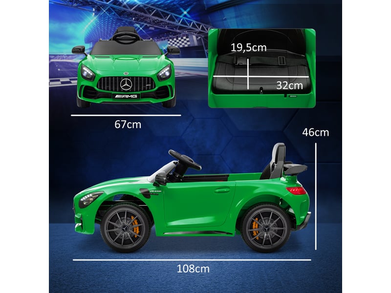  Voiture électrique pour enfants, mercedes, 3-5 kmh, télécommande, lumières et musique, verte  - Conforama E