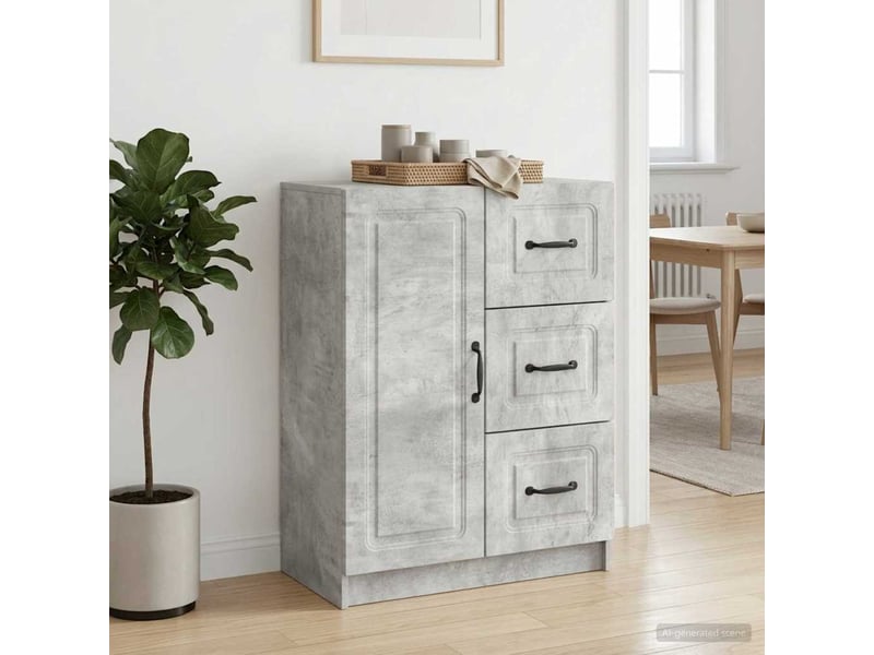  Buffet - bahut - meuble de rangement gris béton 66 x 34,5 x 87 cm bois d'ingénierie  - Conforama D