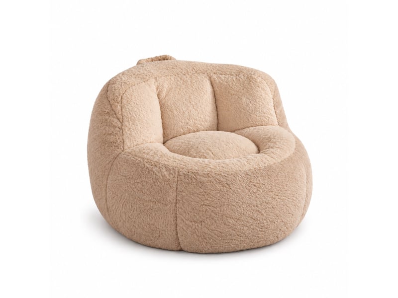 Canapé pouf géant en fausse fourrure, tissu doux respectueux de la peau, mousse déchiquetée haute résilience,brun + camel - Conforama A