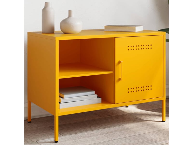 Meuble tv - banc tv - meuble de rangement jaune moutarde 68x39x50,5 cm acier  - Conforama B