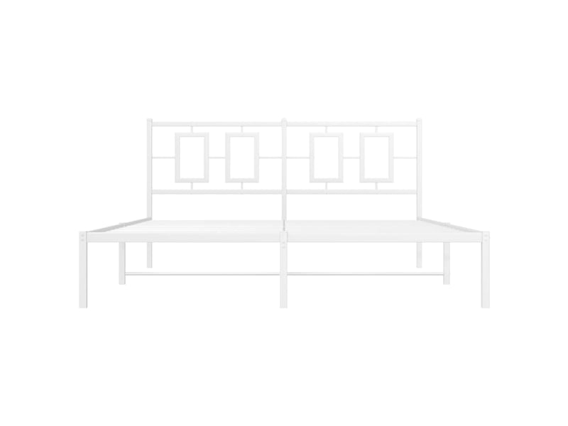  Lit double- lit adulte -  cadre de lit métal sans matelas et tête de lit blanc 150x200 cm  - Conforama D
