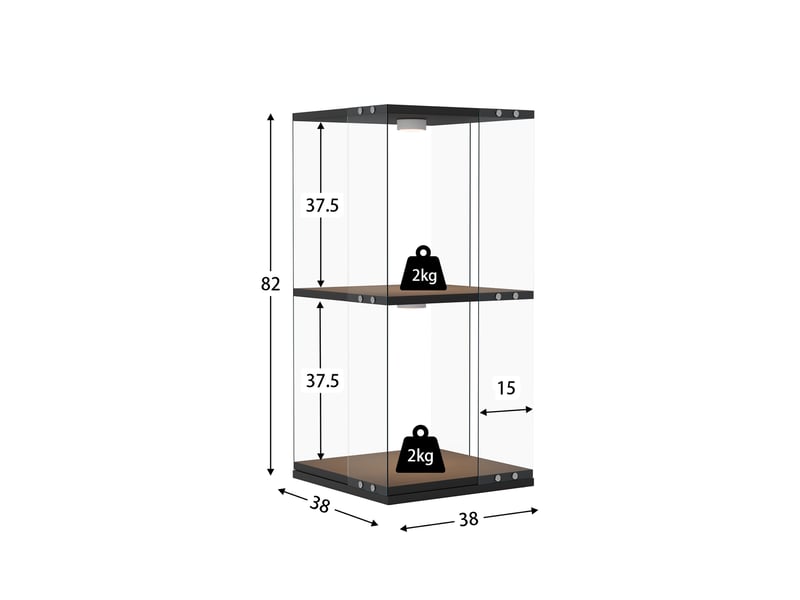  Vitrine d'exposition rotative 360°, verre 2 niveaux 85 cm avec led rgb, anti-basculement, verre trempé et bois, noir  - Conforama E