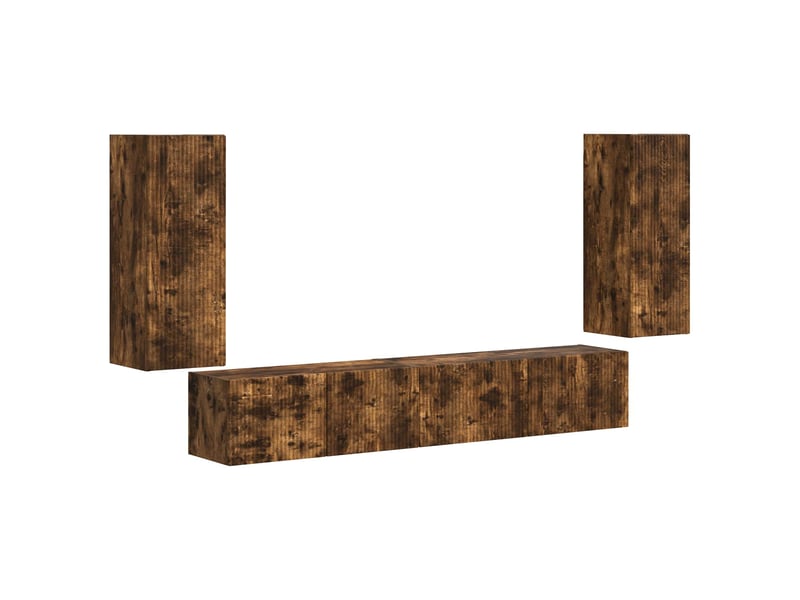  Ensemble meuble tv - banc tv - meuble de rangement 4 pcs chêne fumé bois d'ingénierie  - Conforama A