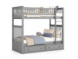 Lit avec rangement 90x200 cm MEUBLIV coloris gris