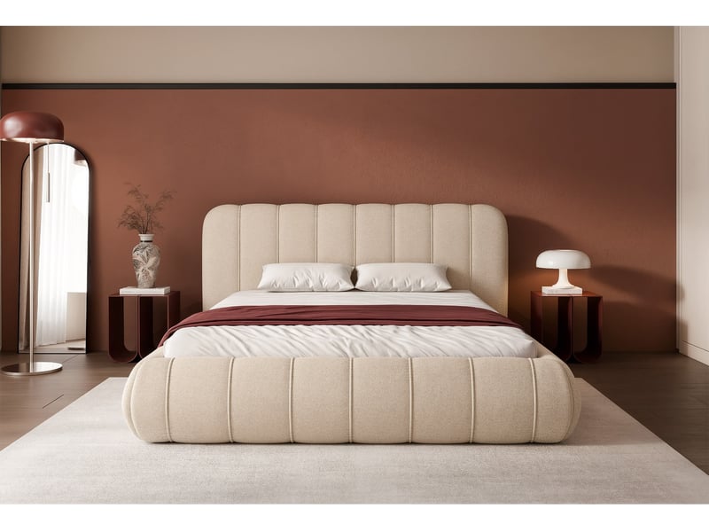 Selsey malunna - lit rembourré - 140x200 cm - chenille beige Malunna - Conforama C
