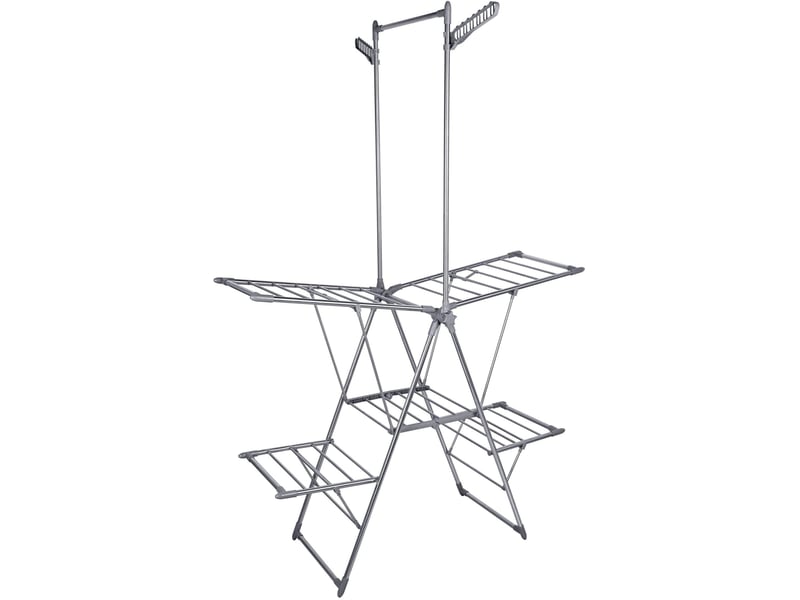  Séchoir à linge pliable sur pied 201 x 136,5 x 56,5 cm capacité 20 kg tringle à vêtements design moderne en acier inoxydable argenté 13_0018996  - Conforama A