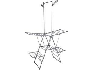 Séchoir à linge pliable sur pied 201 x 136,5 x 56,5 cm capacité 20 kg tringle à vêtements design moderne en acier inoxydable argenté 13_0018996